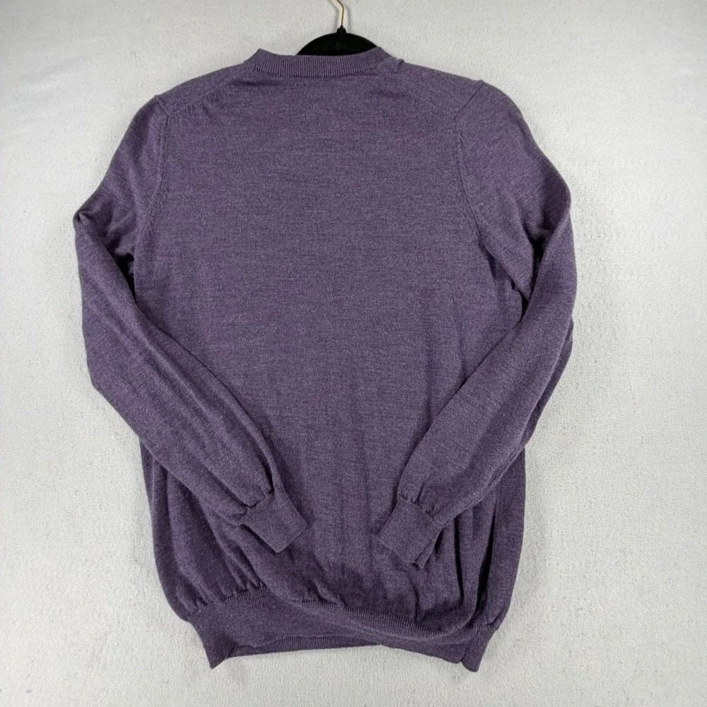Banana Republic Men M Purple Merino Wool Crewneck Sweater Long Sleeve Preppy
